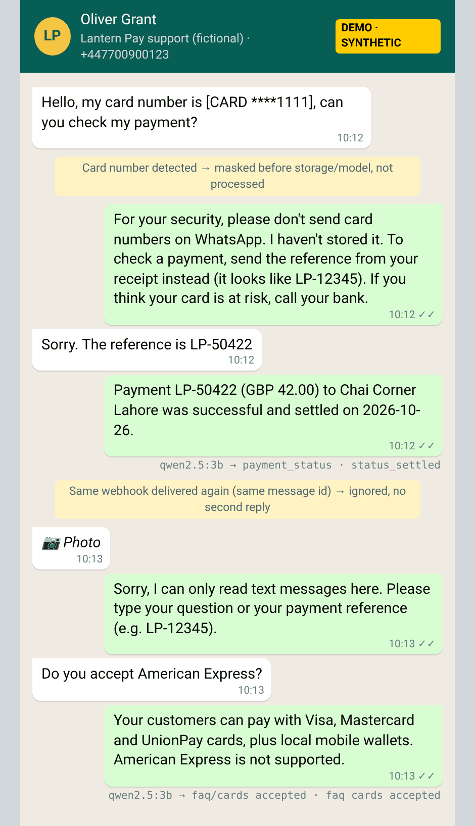 Card-number guard and a duplicate webhook