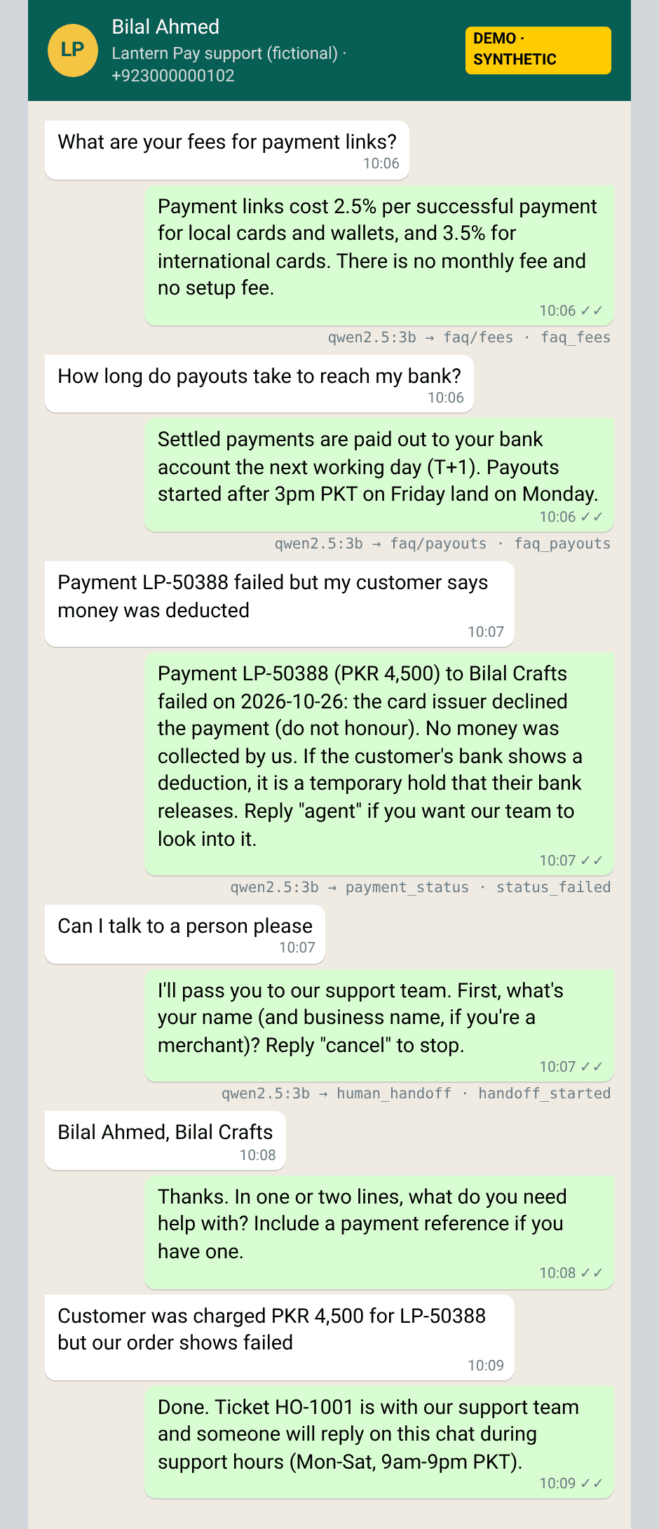 Merchant FAQs, a failed payment and a hand-off